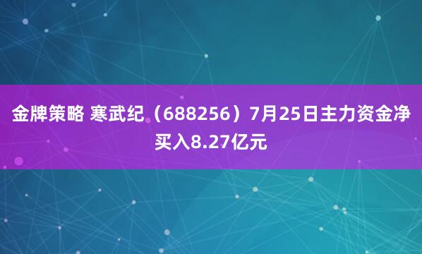 金牌策略 寒武纪（688256）7月25日主力资金净买入8.27亿元