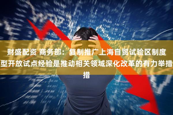 财盛配资 商务部：复制推广上海自贸试验区制度型开放试点经验是推动相关领域深化改革的有力举措
